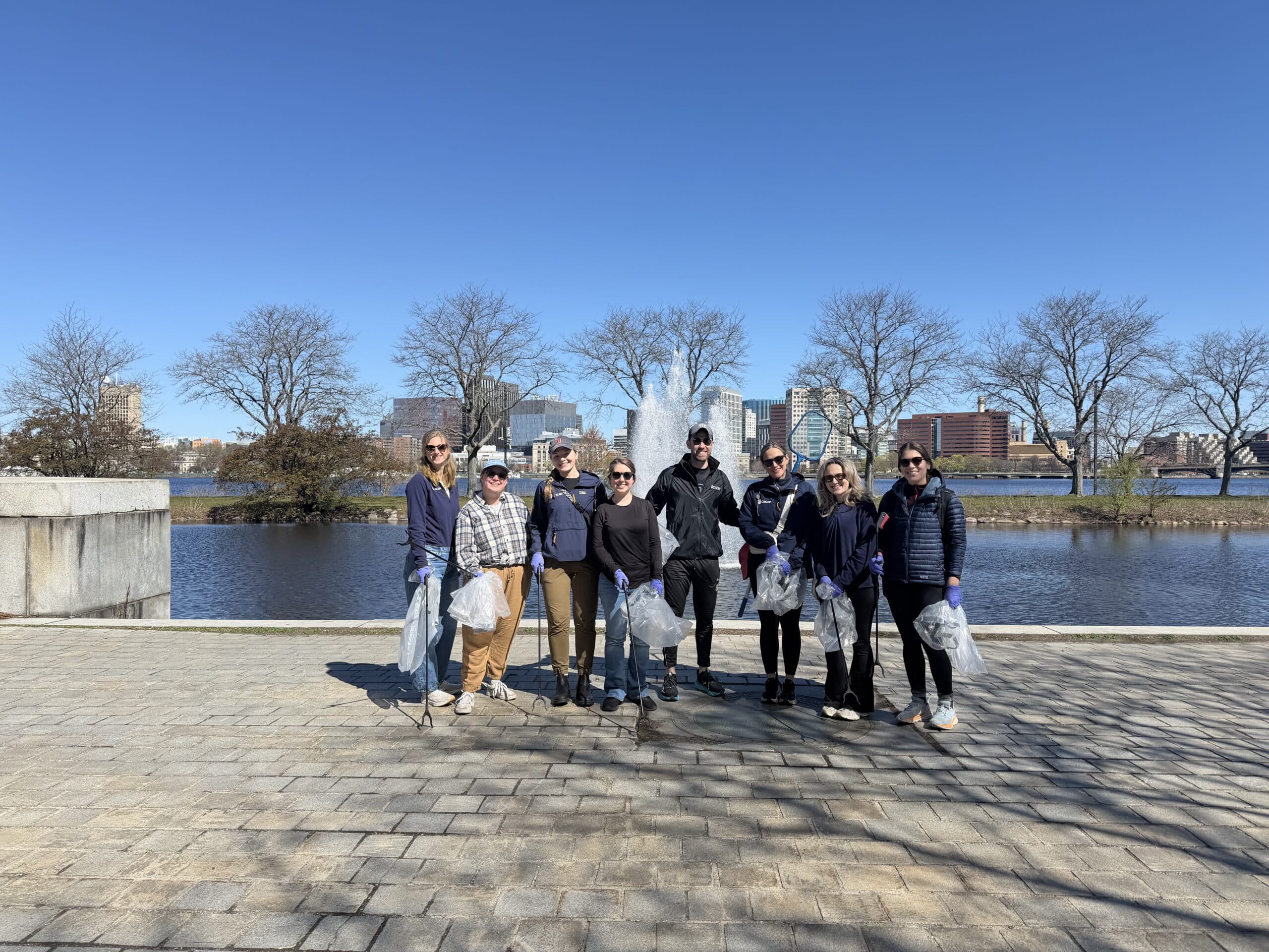 ciscrp team members volunteering at Charles river in Boston on Earth day